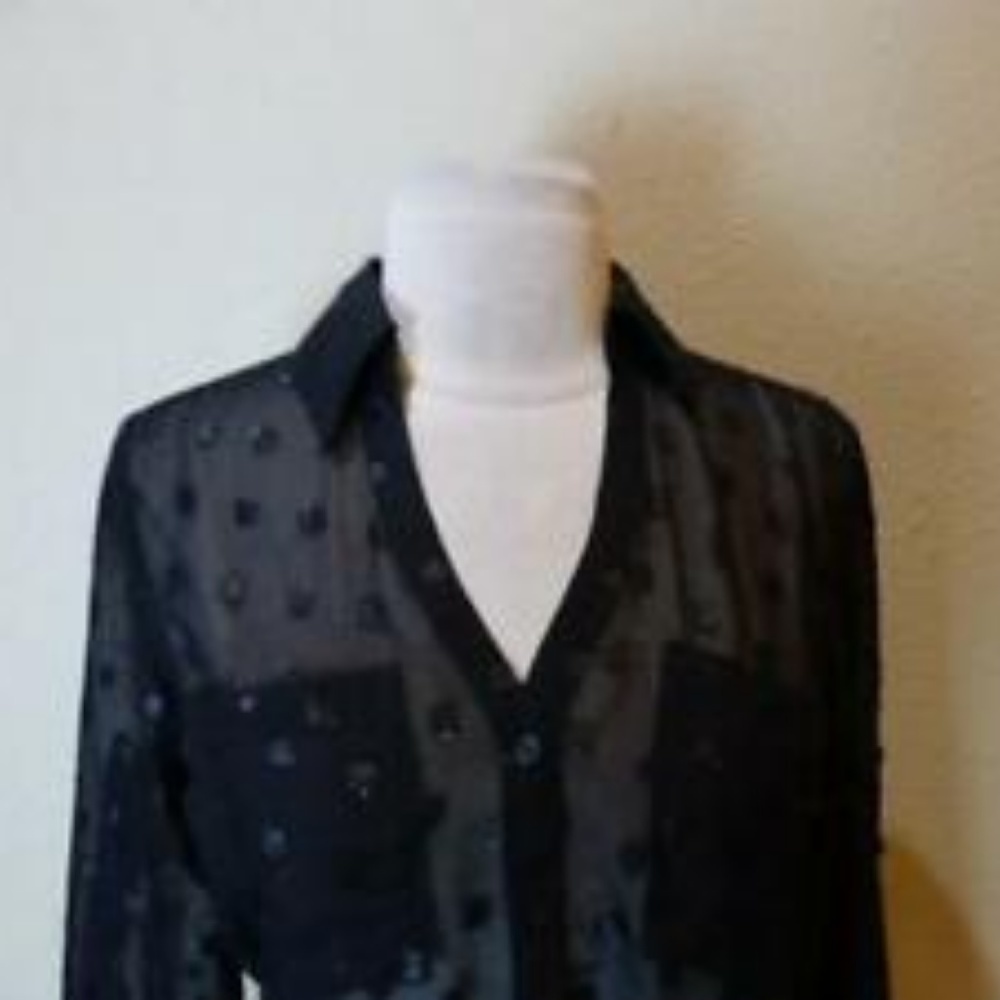 Express Portofino button down shirt black sheer - Picture 3 of 8